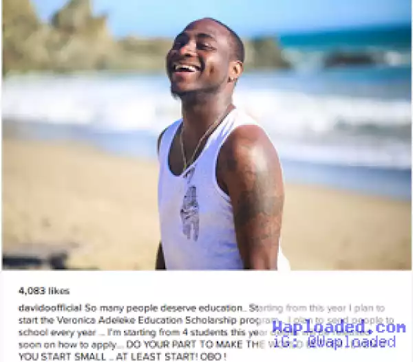 Davido plans to send 4 students to school this year